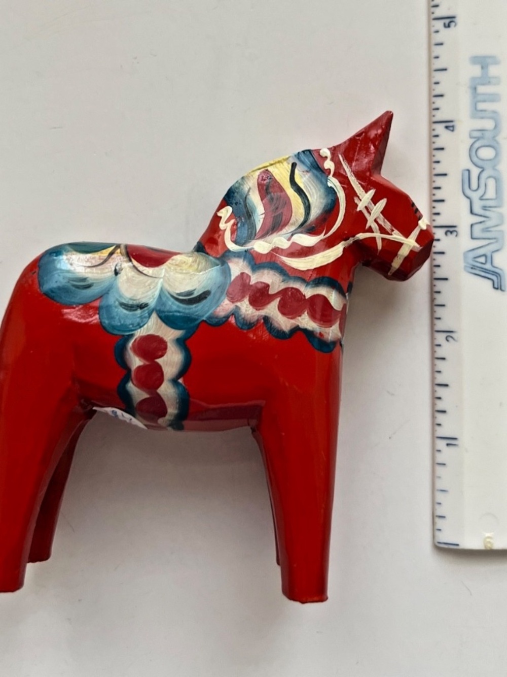 Swedish Dala Horse Red Wooden 4” tall Nils Olsson AKTA Dalahemslojd Hand Painted - Picture 7 of 7